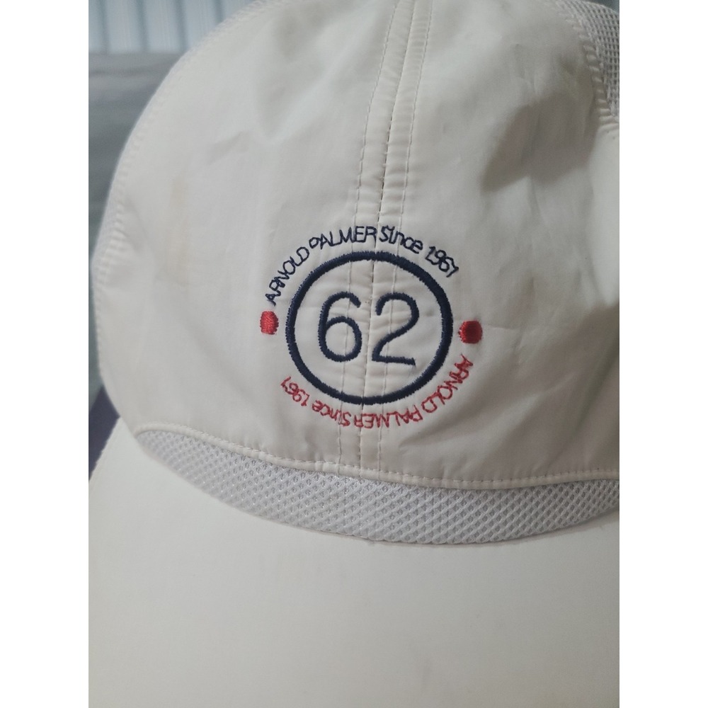 Arnold Palmer Golf Hat 62 Patch White Mesh Adjustable Strapback Vintage RARE! - Picture 2 of 7